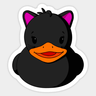 Black Kitty Cat Rubber Duck Sticker